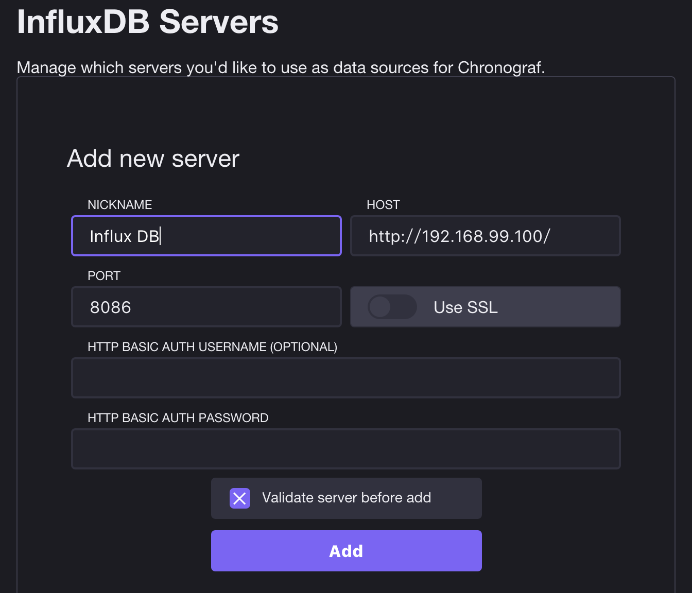新增 InfluxDB Server