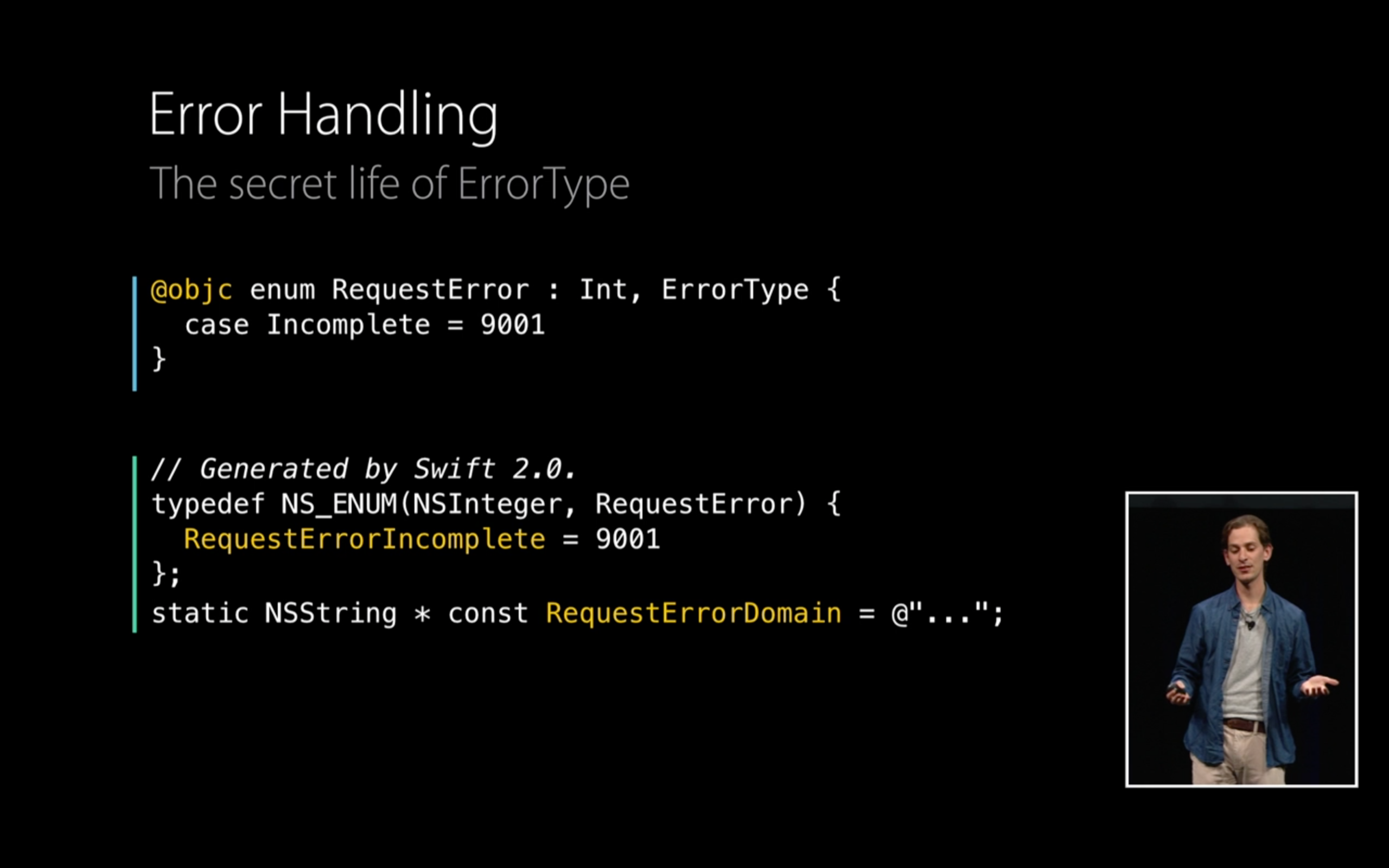Swift 自訂 Error Type，自動產生的 Objc code
